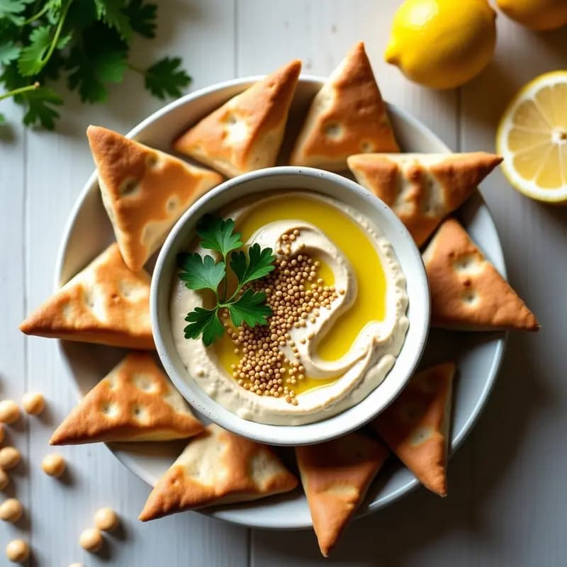 Tahini de Garbanzos y Limón con Pan de Pita Integral: Receta Árabe de Hummus Alternativo