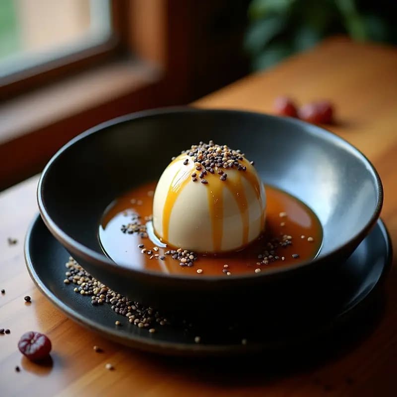 Tahini con Helado de Sésamo Negro y Sirope de Dátiles: Postre Árabe Tradicional y Sin Lactosa