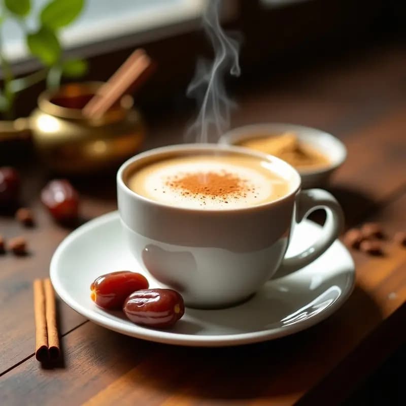 Tahini Latte con Canela y Dátiles: Bebida Árabe Energizante y Sin Cafeína
