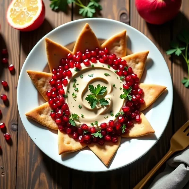 Tahini con Pan de Pita y Granada: Entrante Árabe Rápido y Nutritivo
