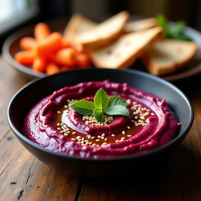 Tahini de Remolacha y Ajo Negro: Dip Árabe Vegano y Antioxidante