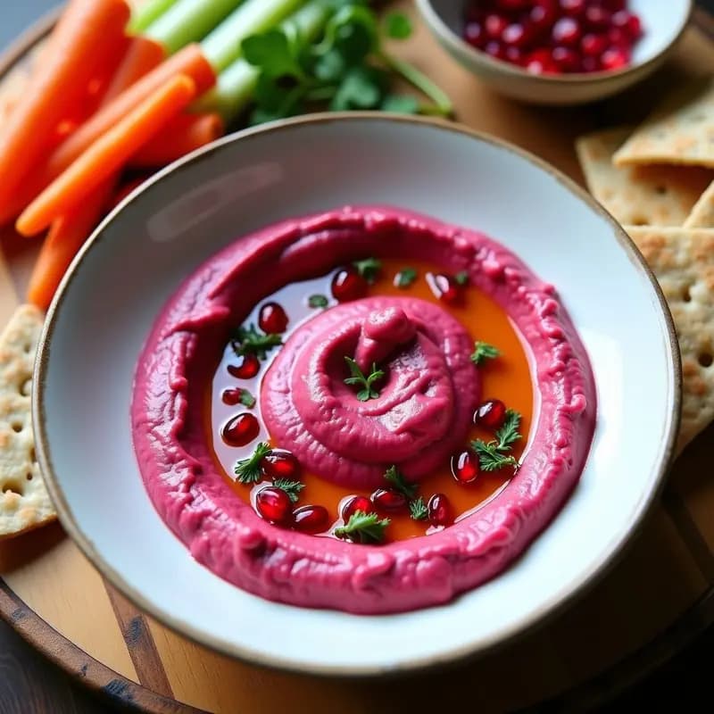 Tahini de Remolacha y Zumo de Granada: Dip Libanés Antioxidante y Sin Lácteos