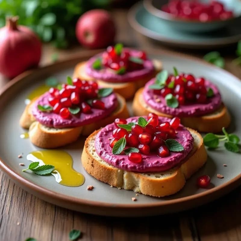 Tahini de Remolacha y Granada con Pan de Trigo Sarraceno: Aperitivo Armenio Sin Gluten
