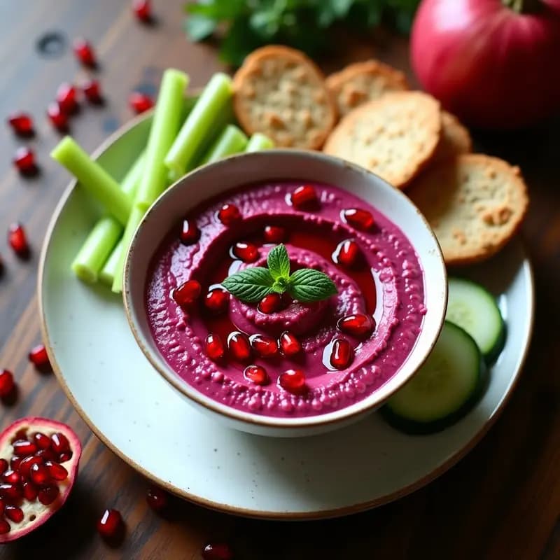Tahini de Remolacha y Granado: Dip Libanés Vegano y Sin Azúcar