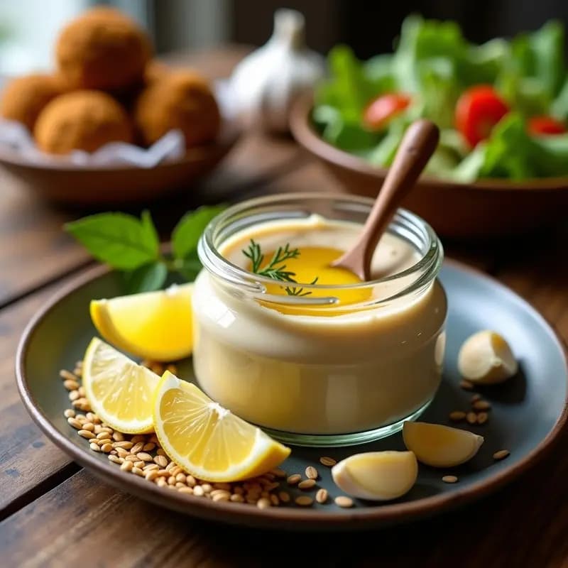 Tahini de Sésamo Casero con Limón y Ajo: Salsa de Oriente Medio para falafel y Ensaladas