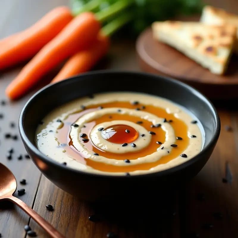 Tahini de Sésamo Negro y Miel de Caña: Salsa Árabe para Aperitivos con Toque Dulce-Salado