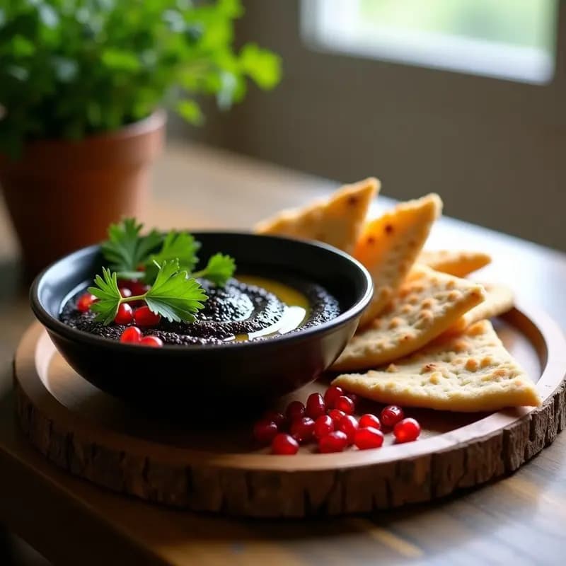 Tahini de Sésamo Negro con Pan de Pita: Dip Árabe Sin Gluten para Aperitivos
