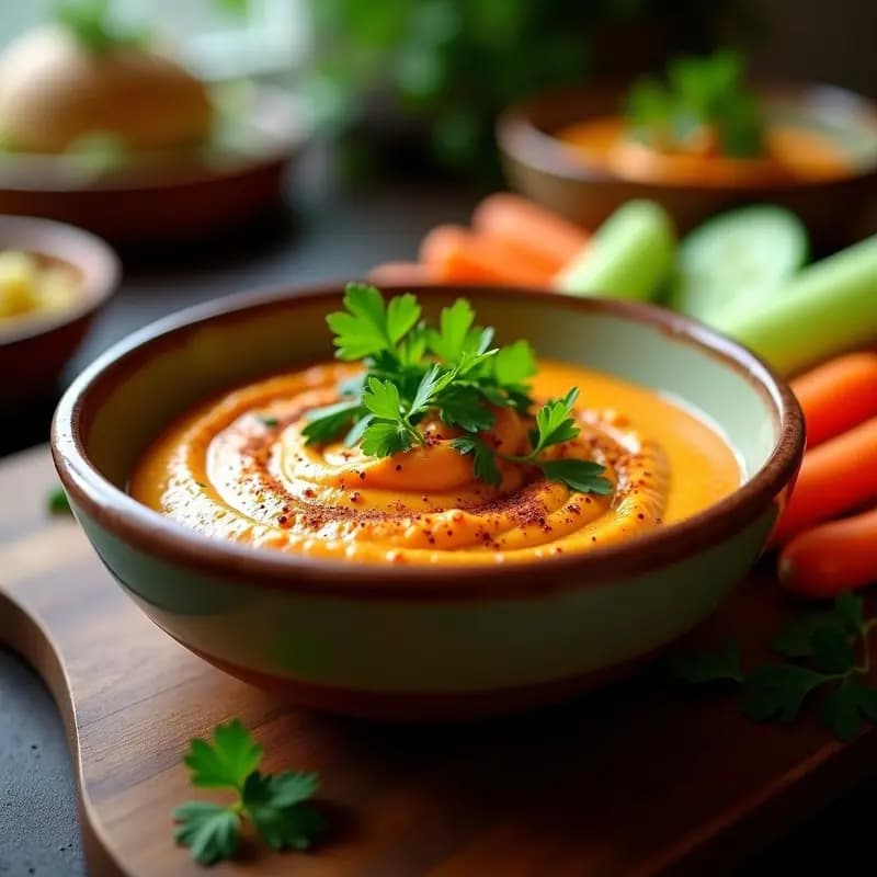 Tahini de Zanahoria Asada y Comino: Dip Libanés Vegano y Alta en Fibra para Crudités