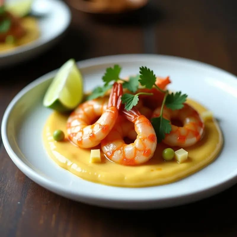 Tajín de Camarones con Puré de Chirimoya: Receta Peruana Gourmet en 25 Minutos