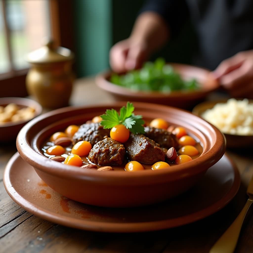 Tajín de Cordero con Albaricoques y Almendras: Receta Persa en Olla Lenta