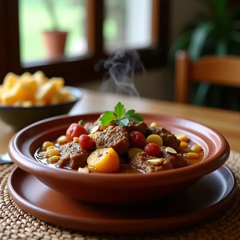 Tajín de Cordero con Ciruelas y Almendras: Receta Marroquí Tradicional en Cazuela de Barro