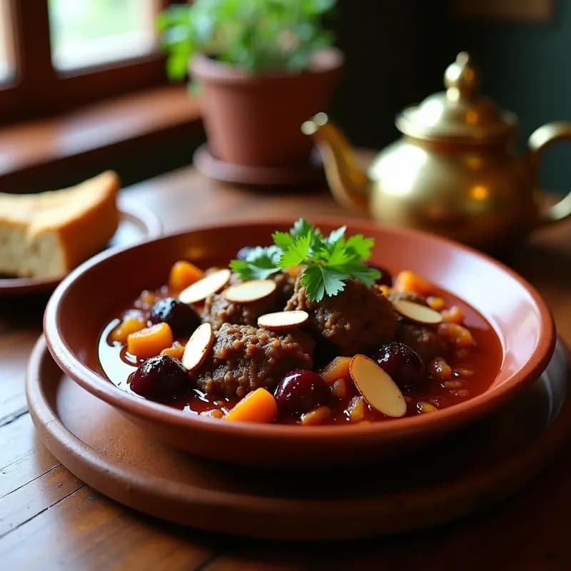 Tajín de Cordero con Ciruelas Secas: Receta Marroquí en Olla con Especias Bereberes