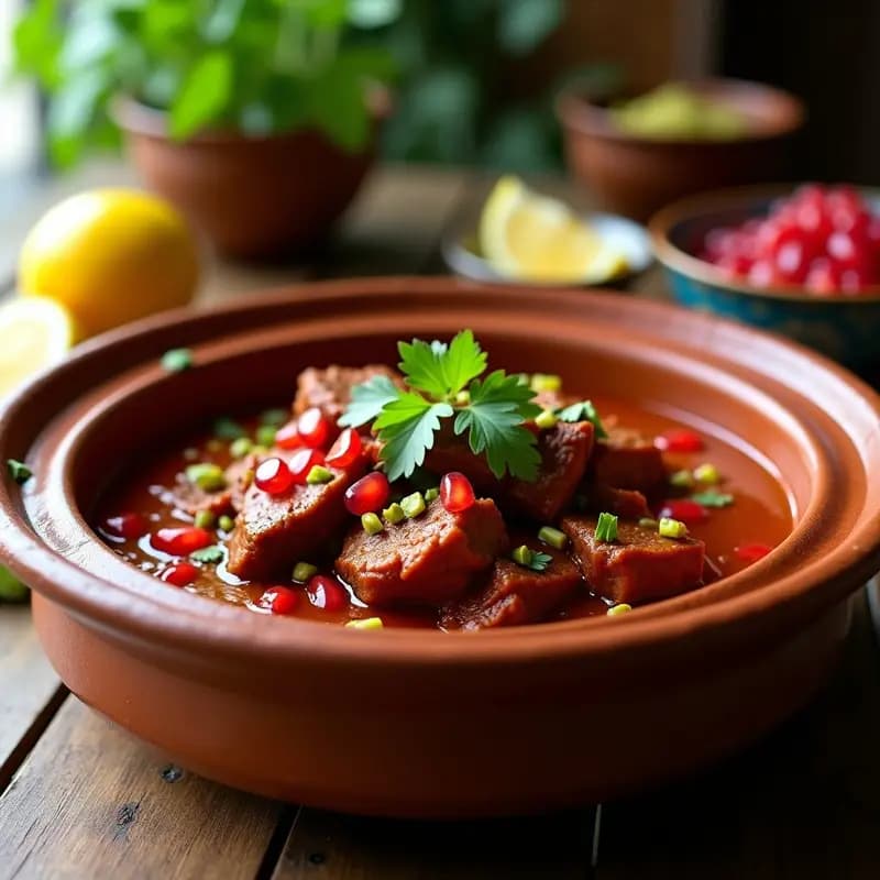 Tajín de Cordero con Salsa de Granados y Pistachos: Receta Árabe en Olla Lenta