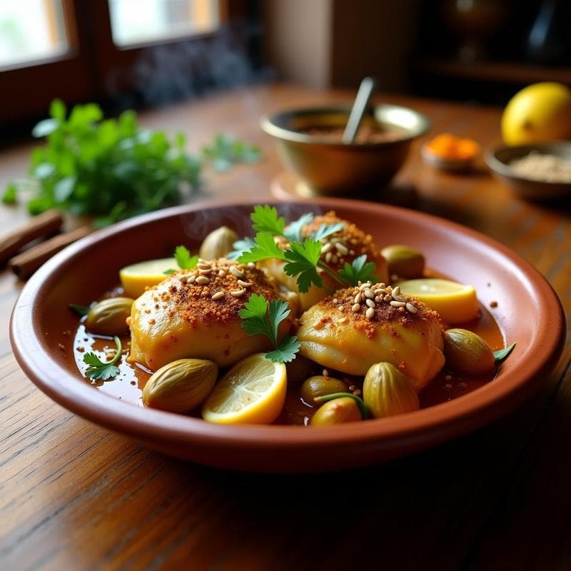 Tajín de Pollo con Alcachofas y Azafrán: Receta Marroquí en Olla Exprés Tradicional