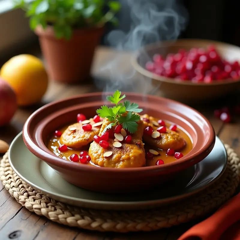 Tajín de Pollo con Almendras y Granadas: Receta Marroquí Sweet y Salada en una Olla