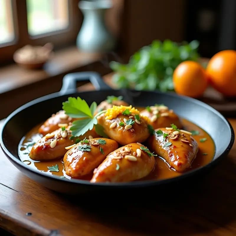 Tajín de Pollo con Almendras y Miel: Receta Persa en Sartén Antiadherente