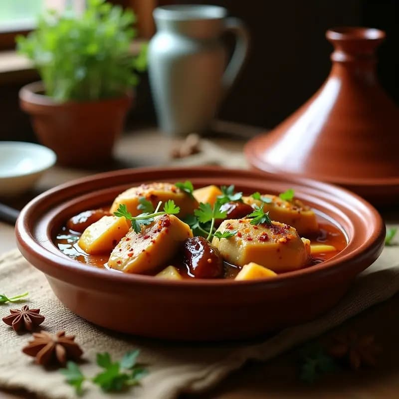 Tajín de Pollo con Chirivías y Dátiles: Receta Marroquí Dulce-Salada en Olla Lenta