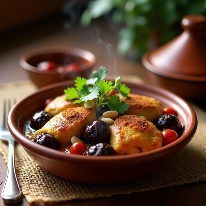 Tajín de Pollo con Ciruelas Pasas y Almendras: Receta Marocí Tradicional en Olla Express