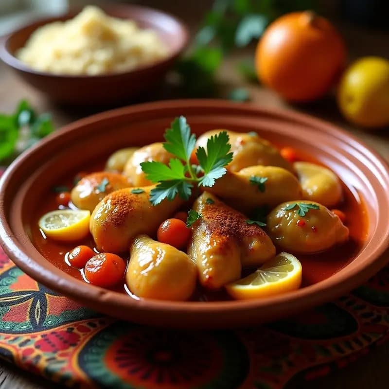 Tajín de Pollo con Cítricos y Especias bereberes: Receta Marroquí en Olla Exprés