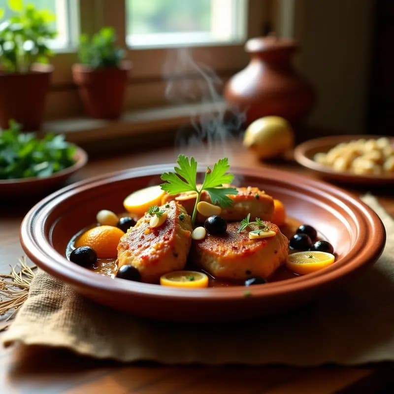 Tajín de Pollo con Cítricos y Olivas: Receta Marokí Tradicional en Una Olla