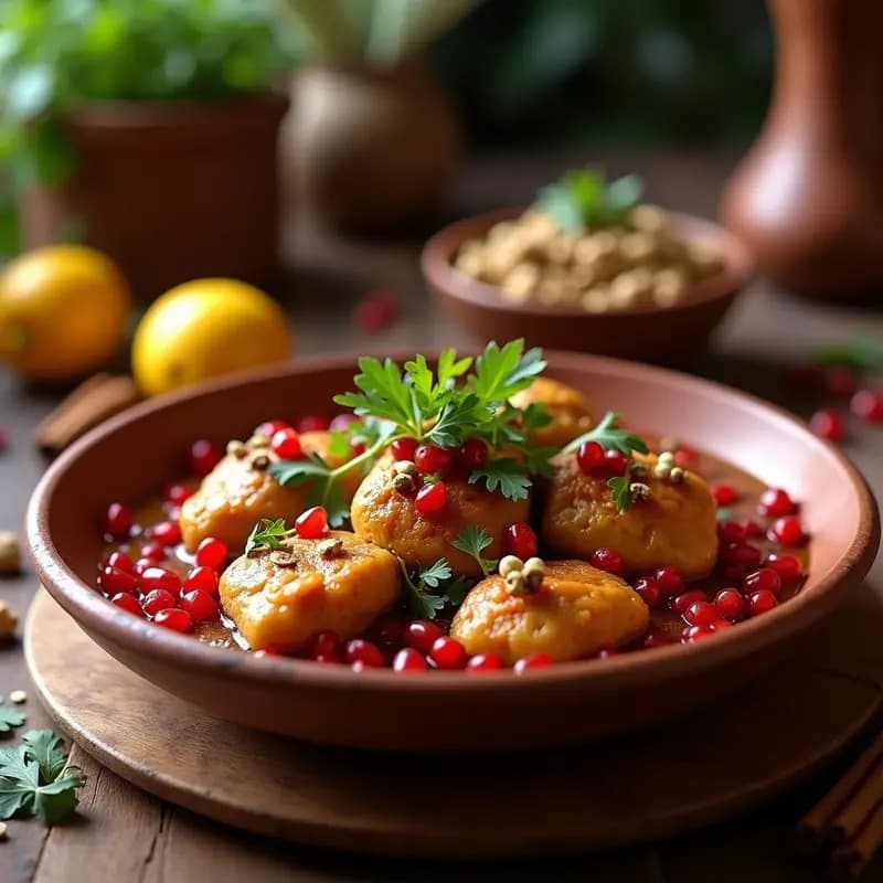 Tajín de Pollo con Frutos Secos y Granadas: Receta Marroquí Dulce-Salada y Alta en Proteína