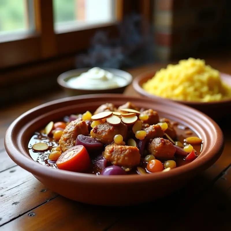 Tajín de Pollo al Estilo Iraquí con Especias Baharat y Arroz Basmati: Receta Auténtica en 40 Minutos