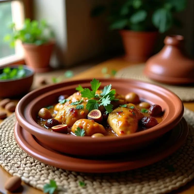 Tajín de Pollo al Estilo Marrakech: Receta Marroquí con Almendras y Frutas Secas