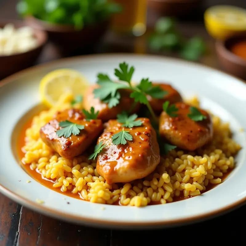 Tajín de Pollo al Satay con Arroz Basmati: Receta Persa en Olla Exprés