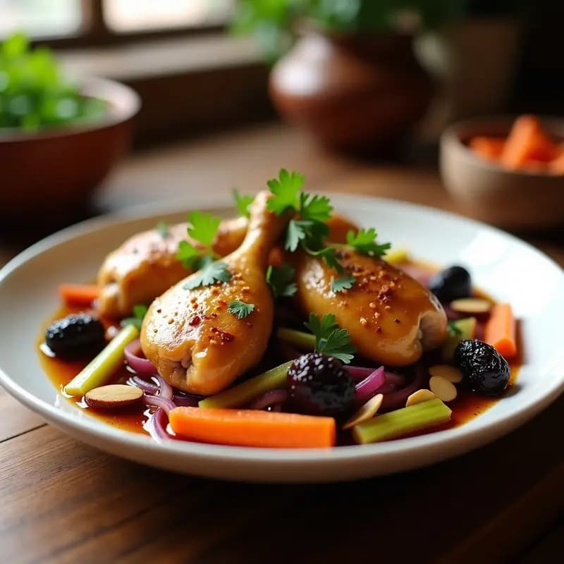 Tajín de Pollo al Vapor con Ciruelas y Almendras: Receta Marroquí Tradicional y Aromática