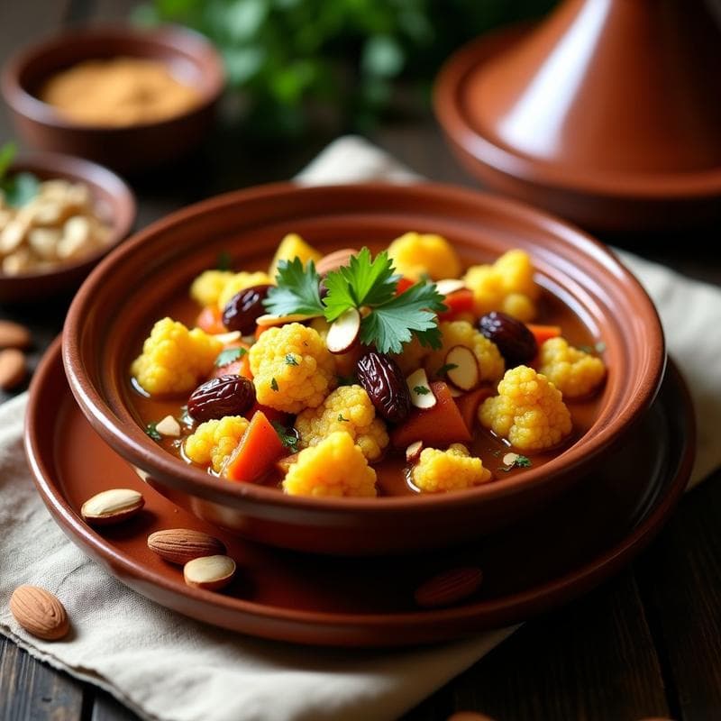Tajine de Coliflor y Almendras: Receta Marroquí en Olla Express Vegana y Sin Gluten