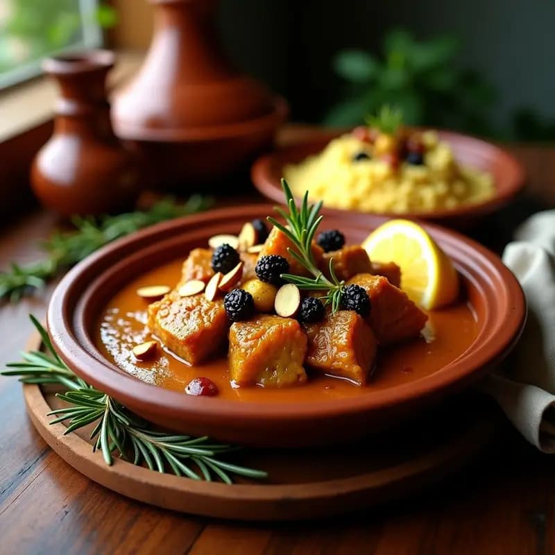 Tajín de Conejo al Romero: Receta Marroquí Tradicional en Olla Lenta con Especias