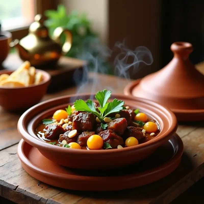 Tajine de Cordero con Albaricoques y Almendras: Receta Marroquí Lenta y Aromática