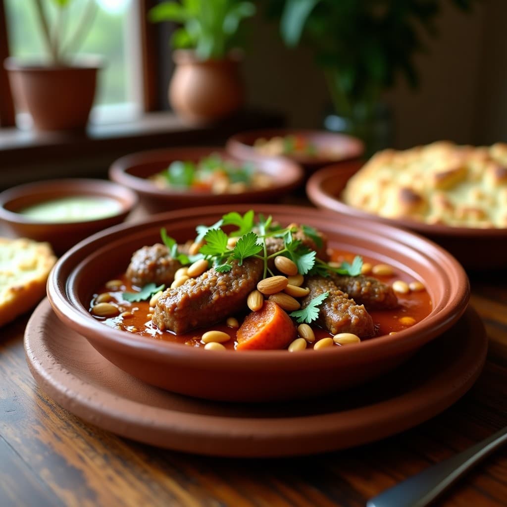 Tajine de Cordero con Cirsios y Almendras: Receta Marroquí en Olla Express con Toque silvestre en 40 Minutos