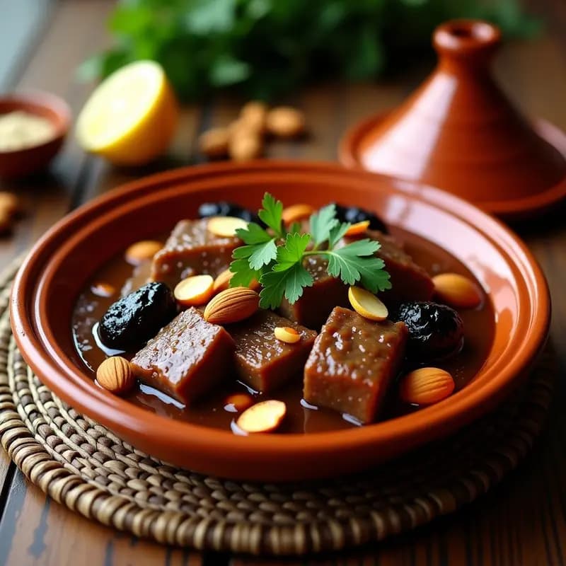 Tajín de Cordero con Ciruelas y Almendras: Receta Magrebí Tradicional y Baja en Grasas