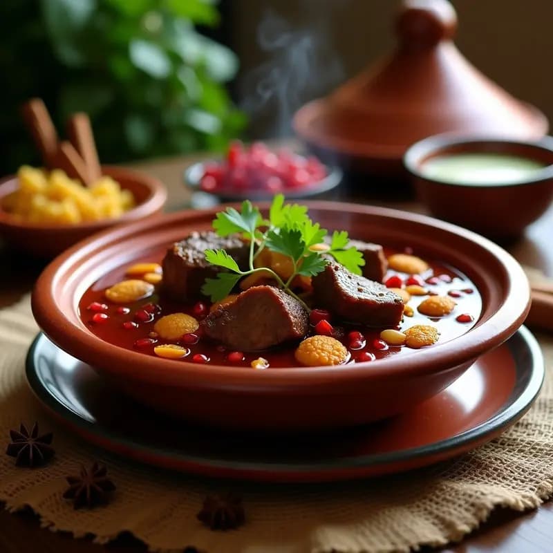 Tajine de Cordero con Ciruelas y Almendras al Estilo Marrakesh