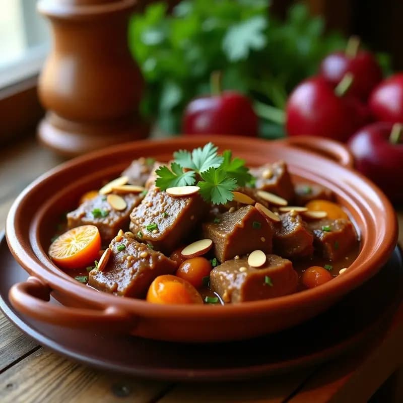Tajín Marroquí de Cordero con Ciruelas y Almendras: Receta slow cooking con Especias Norteafricanas