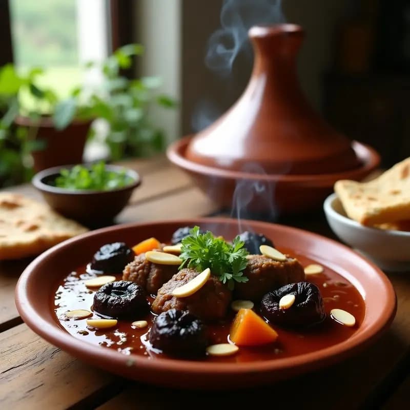 Tajín de Cordero con Ciruelas: Receta Marocí Tradicional en Olla de Barro Lento