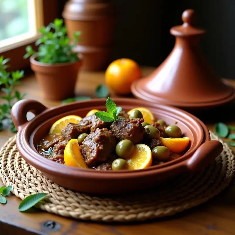 Tajine de Cordero con Cítricos: Receta Marroquí en Olla Tradicional con Toque Dulce