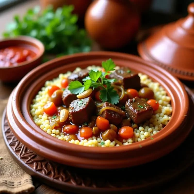 Tajín de Cordero con Cúscus: Receta Marocí Auténtica en Olla Lenta