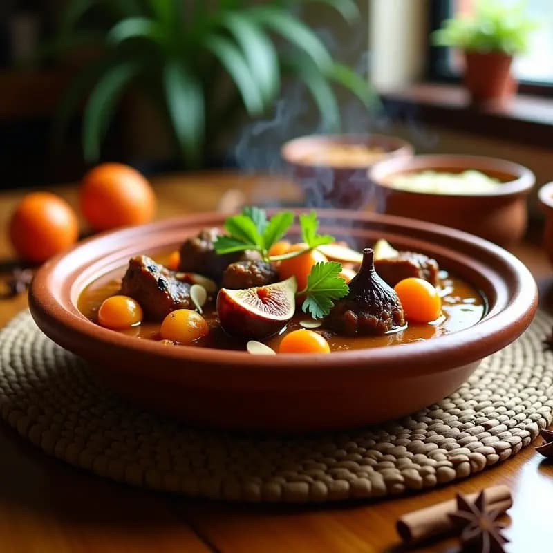 Tajine de Cordero con Higos y Albaricoques: Estofado Marroquí Lento y Aromático