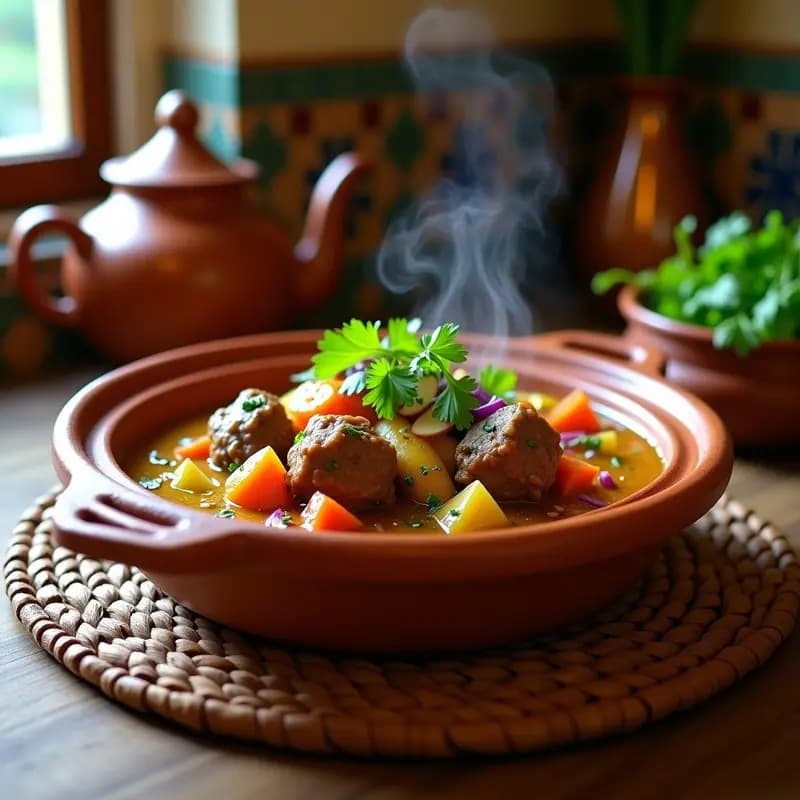 Tajín de Cordero Marinado con Limón y Cilantro: Receta Marroquí Tradicional en Catedral de Barro