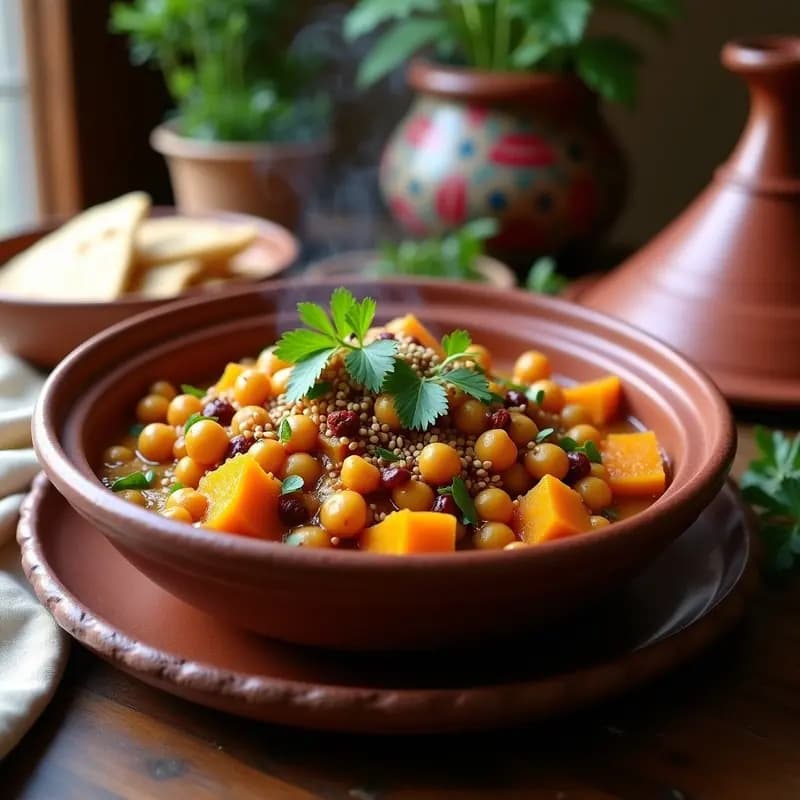 Tajine Marroquí de Garbanzos y Calabaza: Receta Vegana de una Olla y Alta en Hierro
