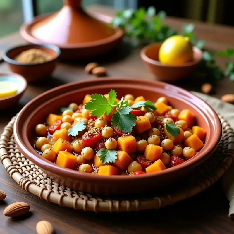 Tajine de Garbanzos y Calabaza con Especias Bereber: Receta Marroquí Keto y Vegana