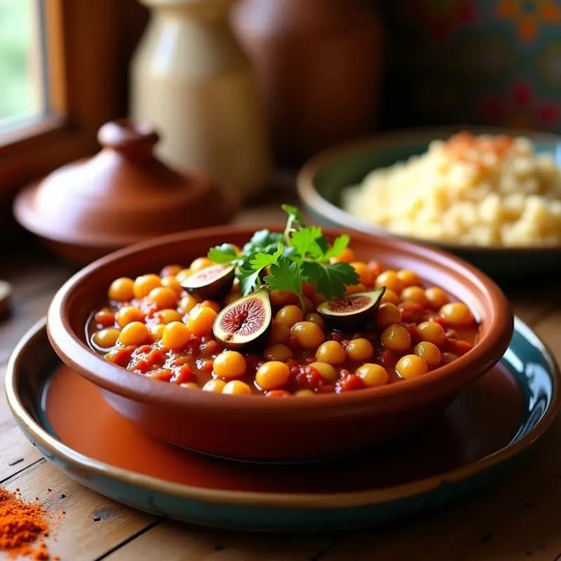 Tajine Marroquí de Garbanzos y Higos: Estofado Dulce-Salado Vegano en 30 Minutos