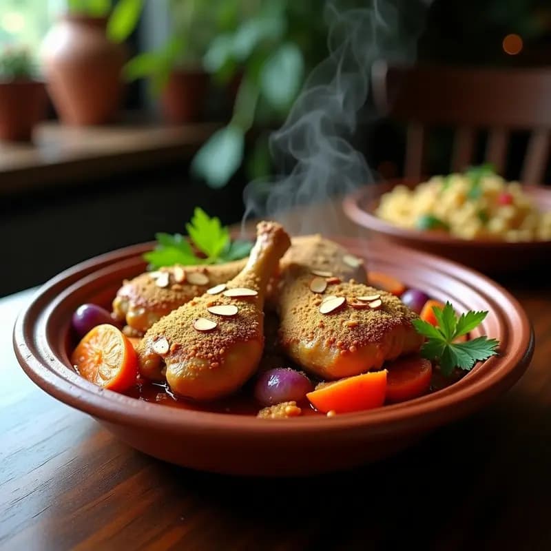 Tajín de Pollo con Almendras y Azúcar Glass: Receta Marroquí Dulce-Salada en 45 Minutos