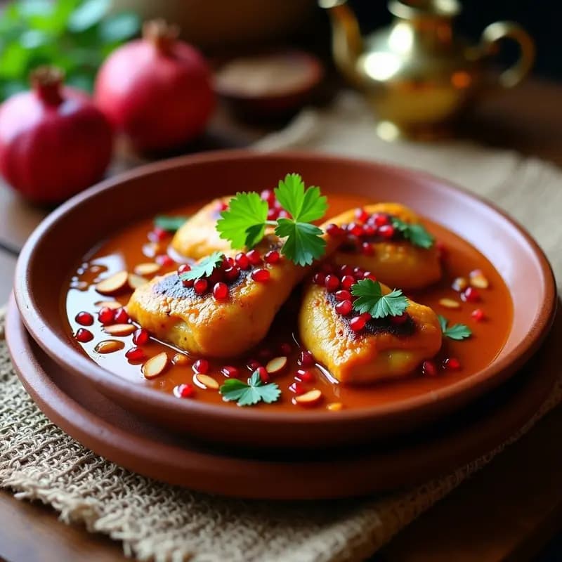 Tajín de Pollo con Almendras y Granados: Receta Marocí Dulce y Picante en Olla Lenta