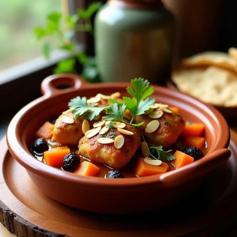 Tajín de Pollo con Almendras y Pasas: Receta Marroquí con Especias Ras el Hanout
