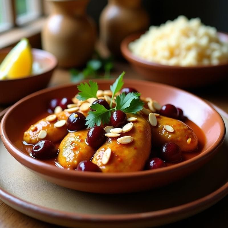 Tajín de Pollo con Cerezas y Almendras: Receta Persa en Olla Express con Toque Dulce-Salado