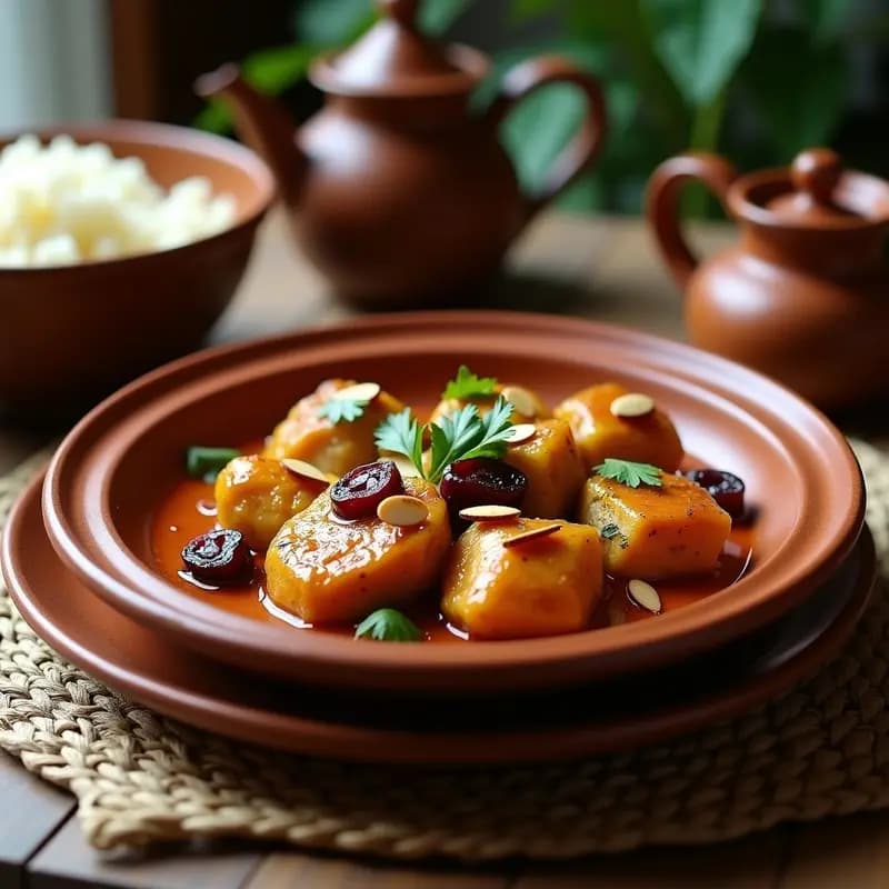 Tajín de Pollo con Cerezas y Almendras: Receta Iraní Dulce-Salada en Olla Exprés