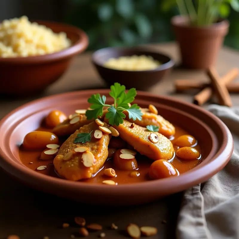 Tajine de Pollo con Ciruelas y Amendras: Receta Marroquí Dulce-Salada en Olla Rápida